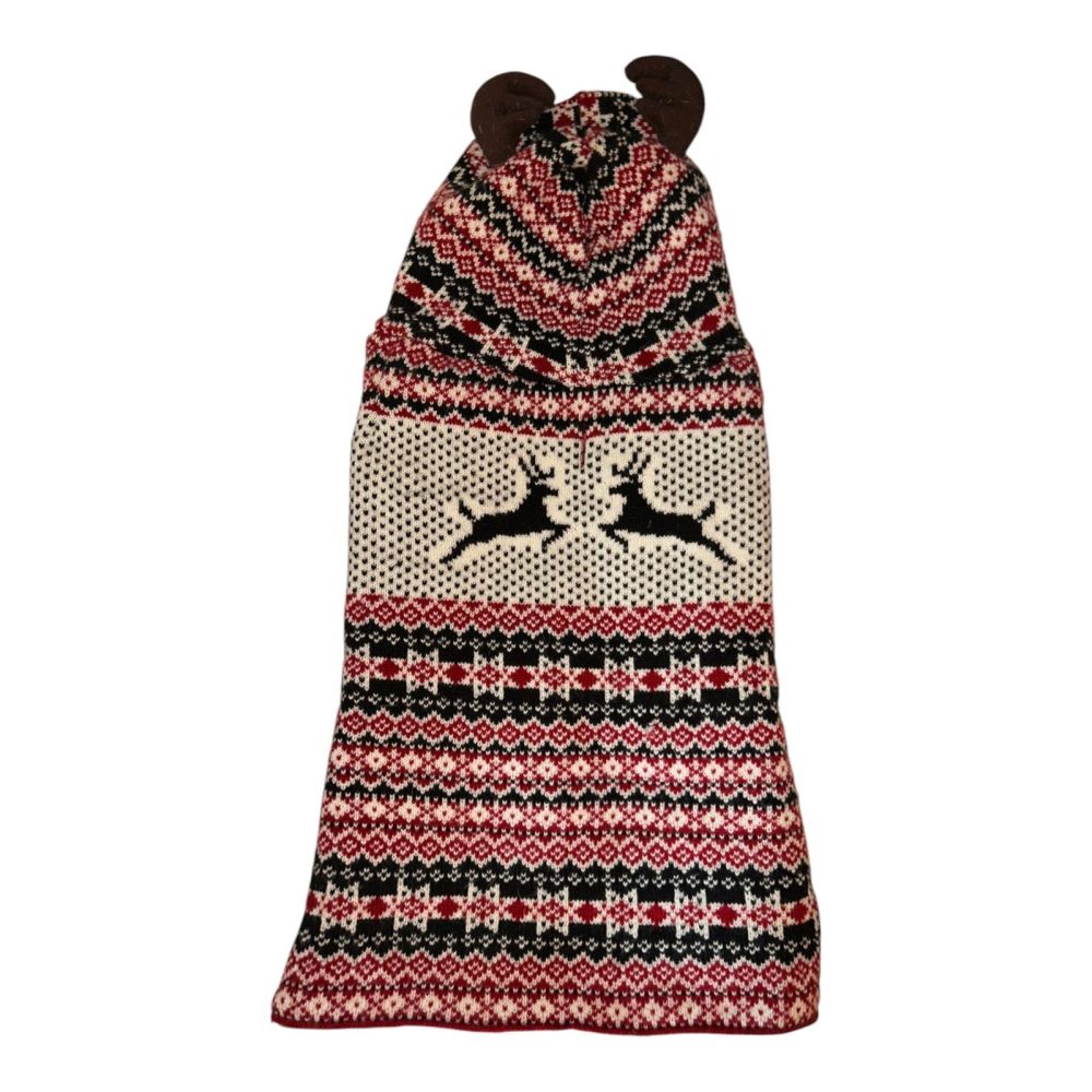 Large Holiday Dog Sweater - Festive Reindeer Pattern