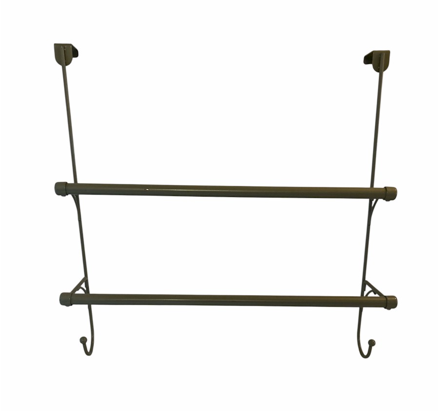 Over-the-Door Metal Towel Rack - Double Bar Organizer  - Size 18x18"
