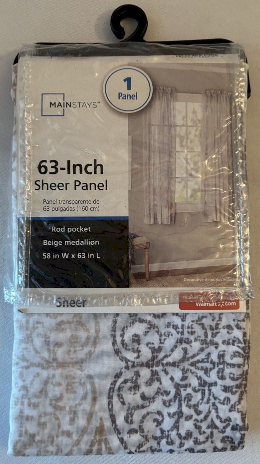 Sheer Panel - Size 63" Mainstays Medallion Brownstone 
