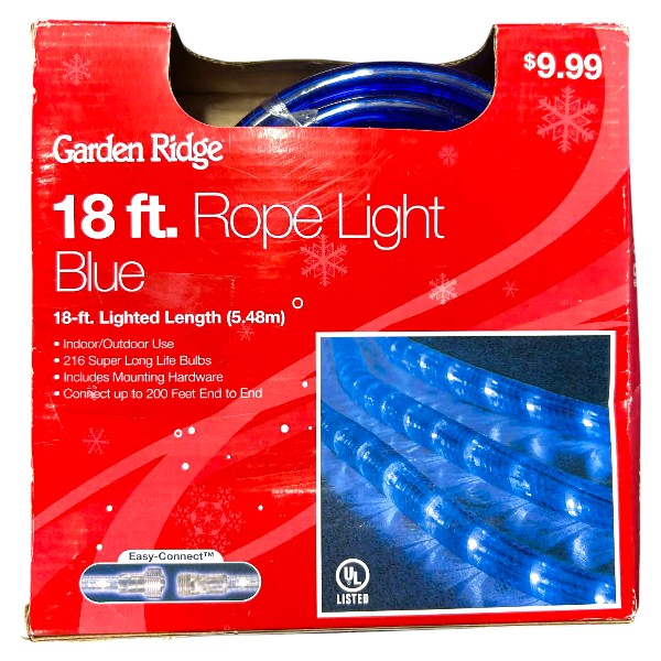 Garden Ridge 18 ft Blue Rope Light Indoor Outdoor UL Listed