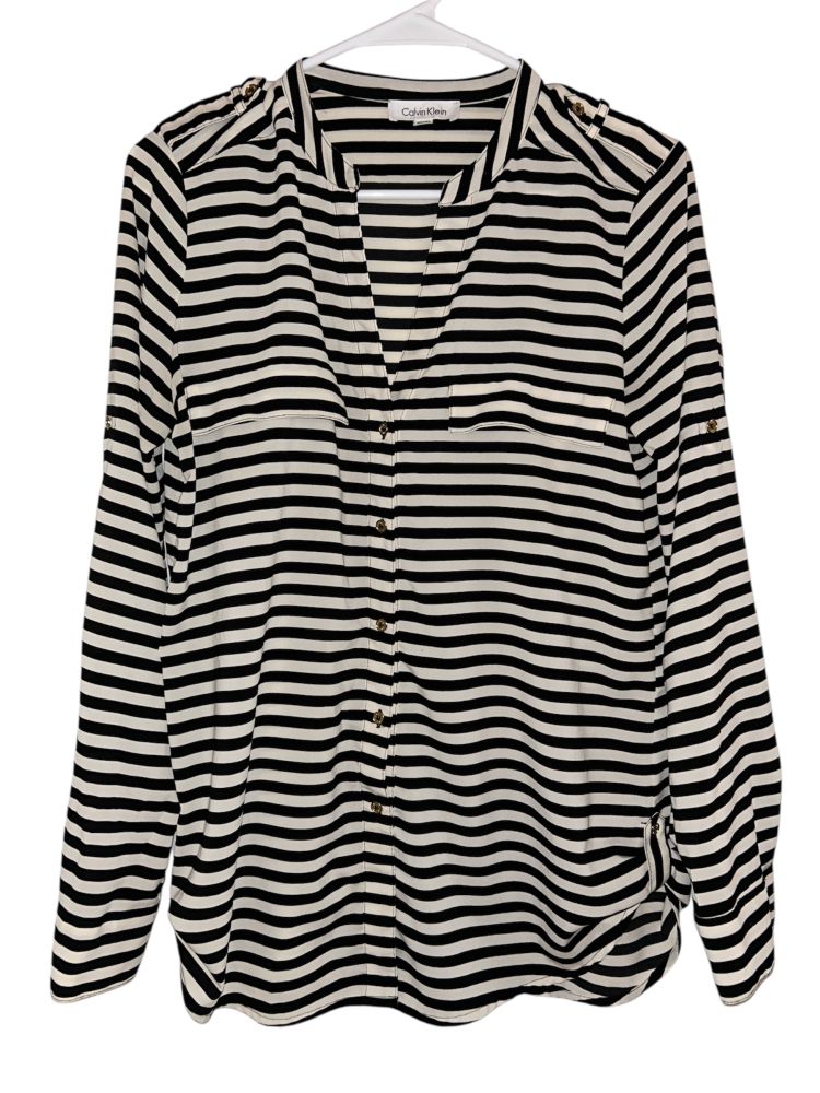 Women's Calvin Klein Blouse - Striped Button-Down