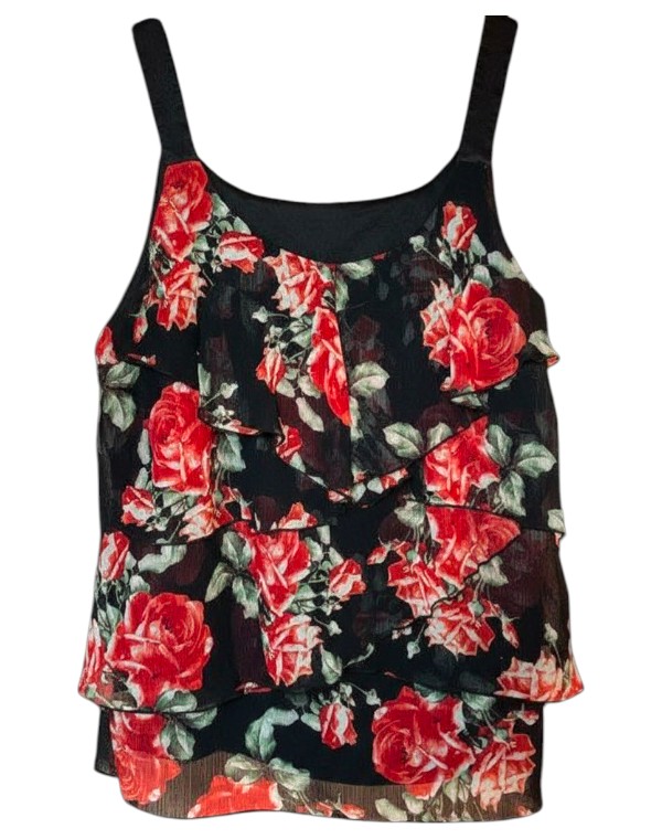 Women's Black Floral Tank