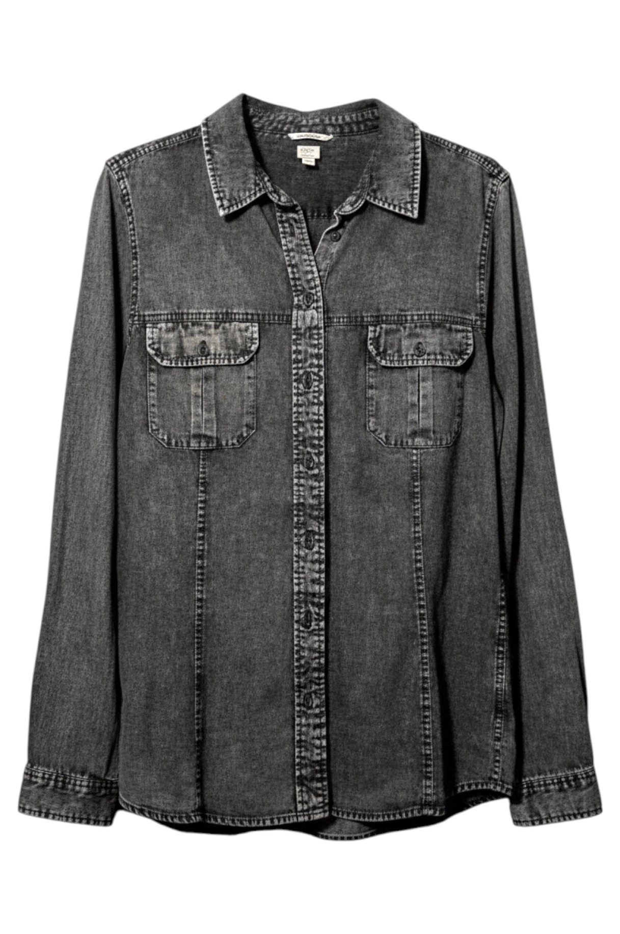 Acid Wash Denim Button-Up