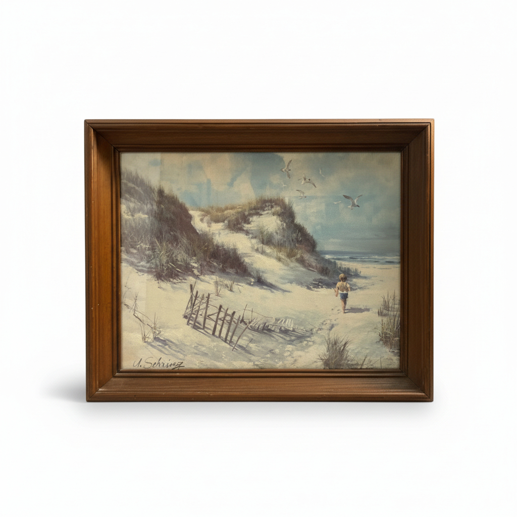 Framed Coastal Beach Scene Artwork Signed A. Sehring
