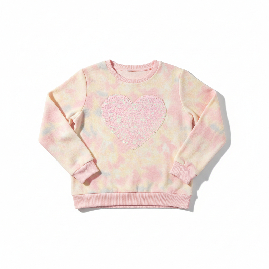 Girl's Fuzzy Heart Sweater