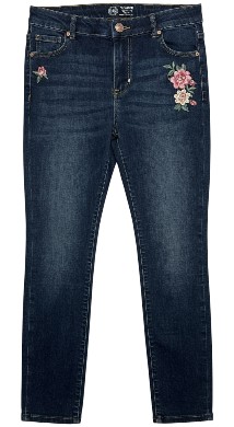 Girl's Jeans Jeggings- dark with floral patch