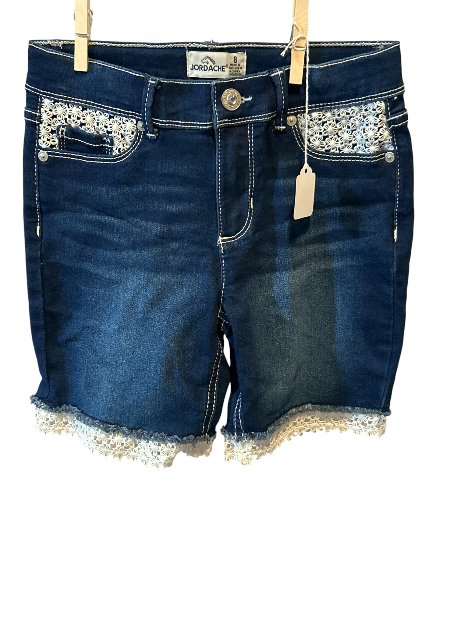 Jordache Girls jean shorts with lace trim