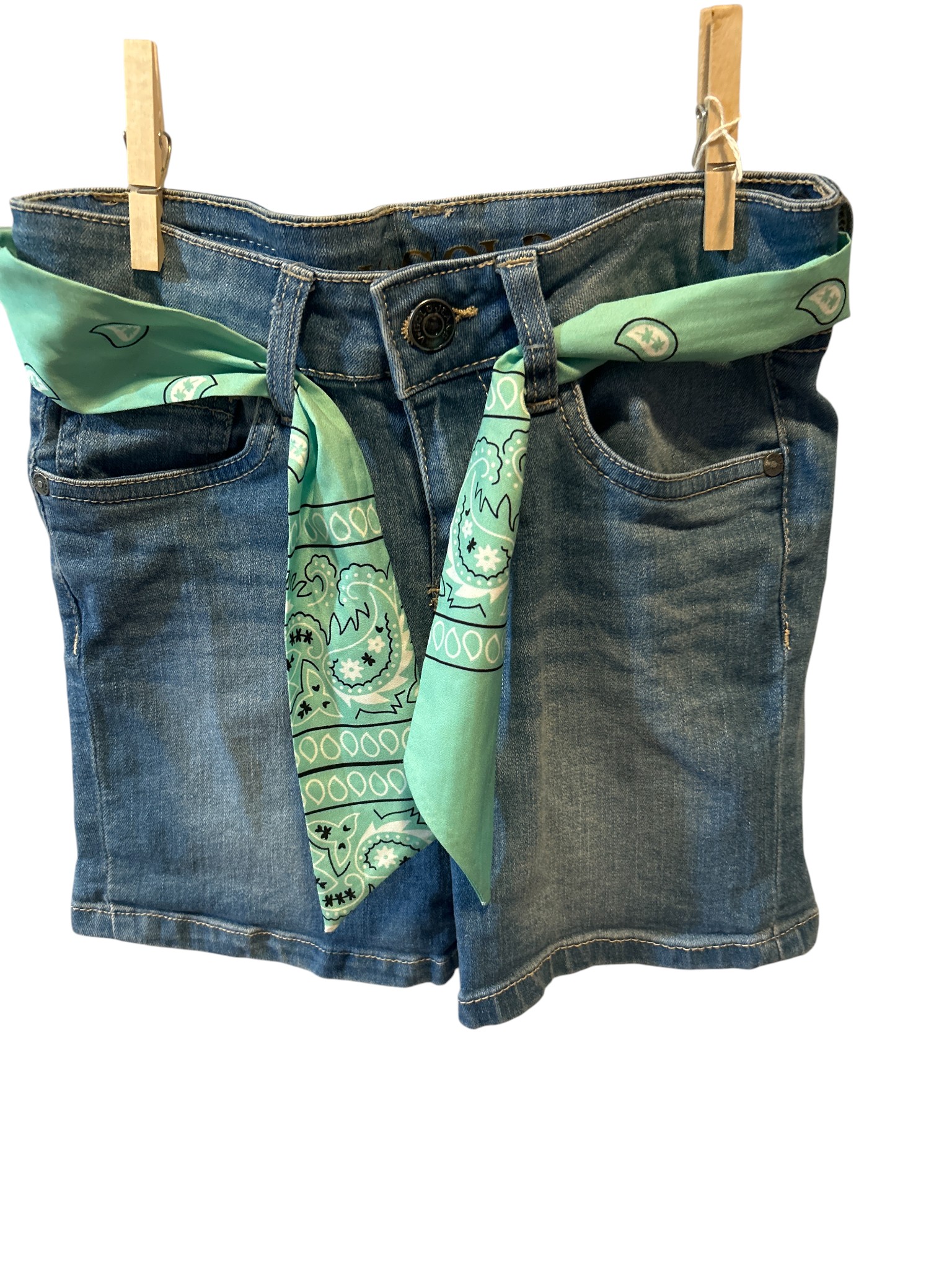 Girls denim shorts with scarf belt