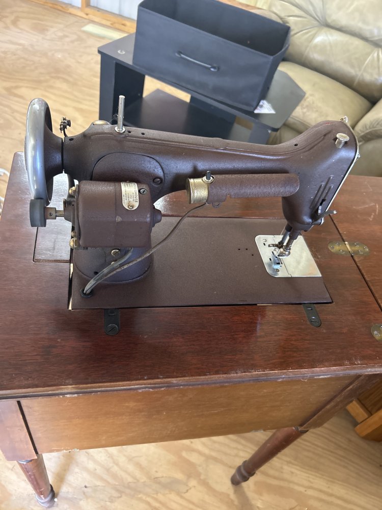 Vintage 1951 New Home Rotary Sewing Machine with Cabinet