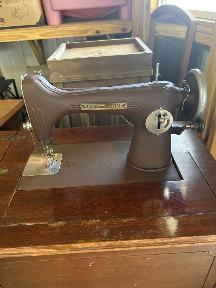 Vintage 1951 New Home Rotary Sewing Machine with Cabinet