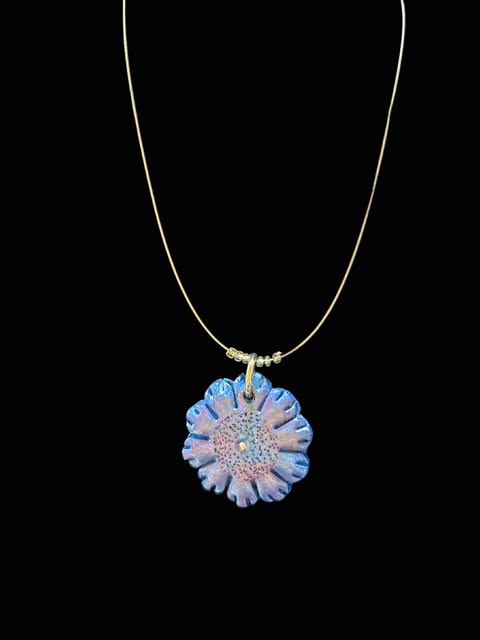 Blue flower pendant necklace