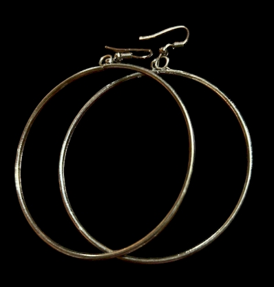 Dark Silver-Tone Hoop Earrings – 2.5 Inch Chrome Finish