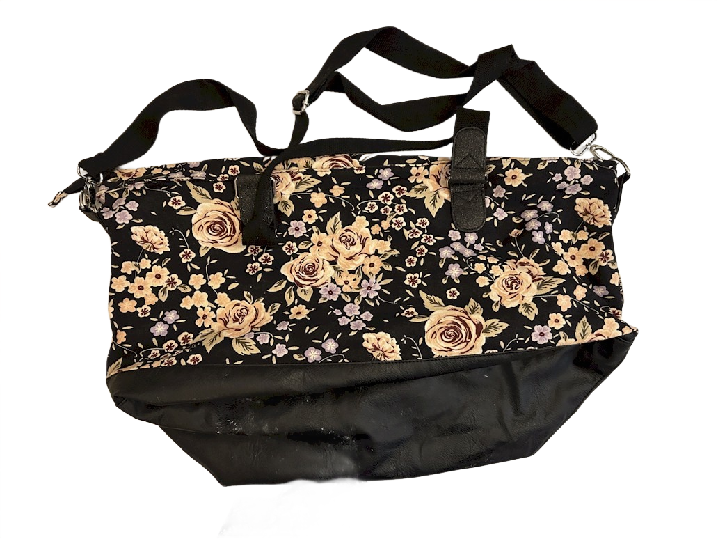 Canvas & Leather Floral Tote Bag