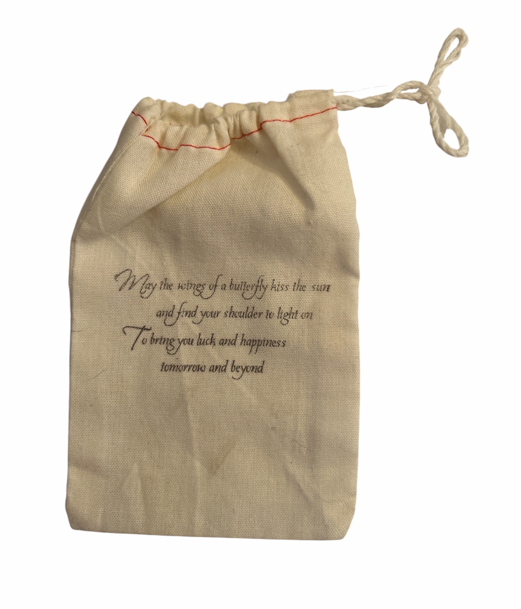 Inspirational Drawstring Gift Pouch Butterfly Quote Keepsake Bag 6" x 3"