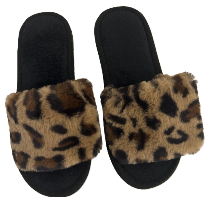 Women's Animal Print Faux Fur Slide Slippers Size 6