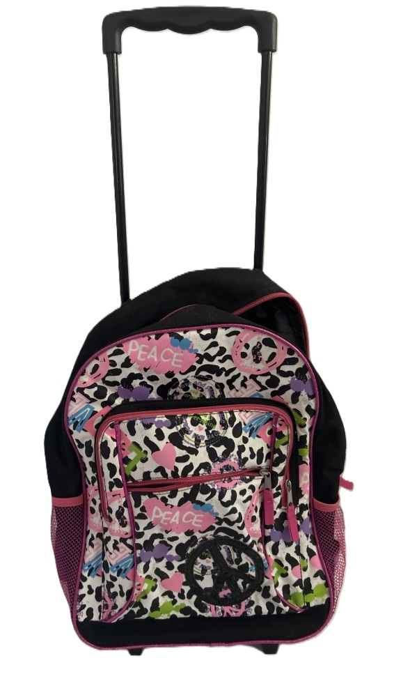Kids' Rolling Backpack with Peace Sign Design