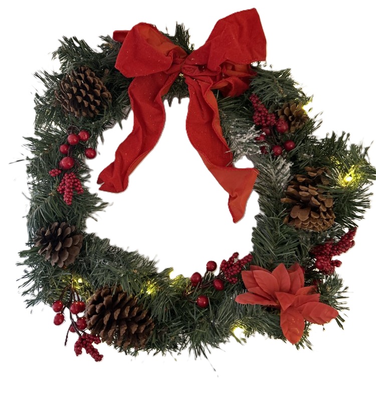 Battery Lighted Holiday Wreath 16 IN