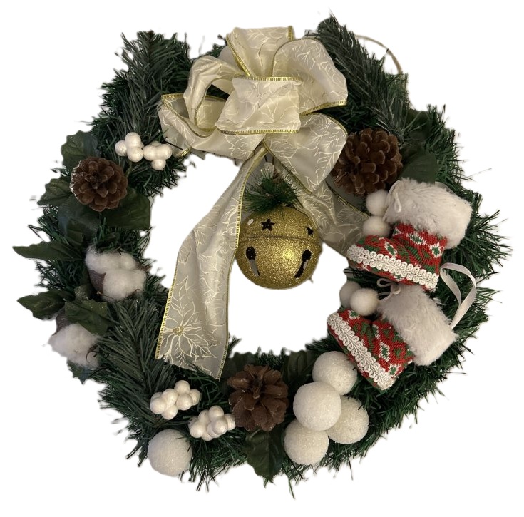 Holiday Wreath with Pinecones and Decorative Accents