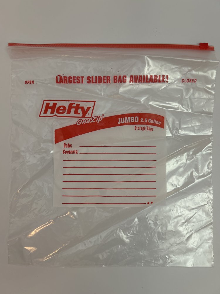 Hefty One Zip Jumbo 2.5 Gallon Storage Bag