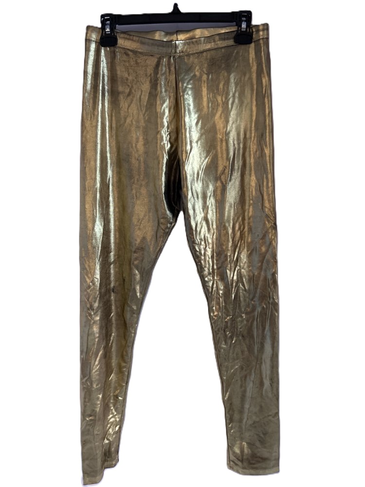 Nihoe Women's Gold Metallic Leggings Size L