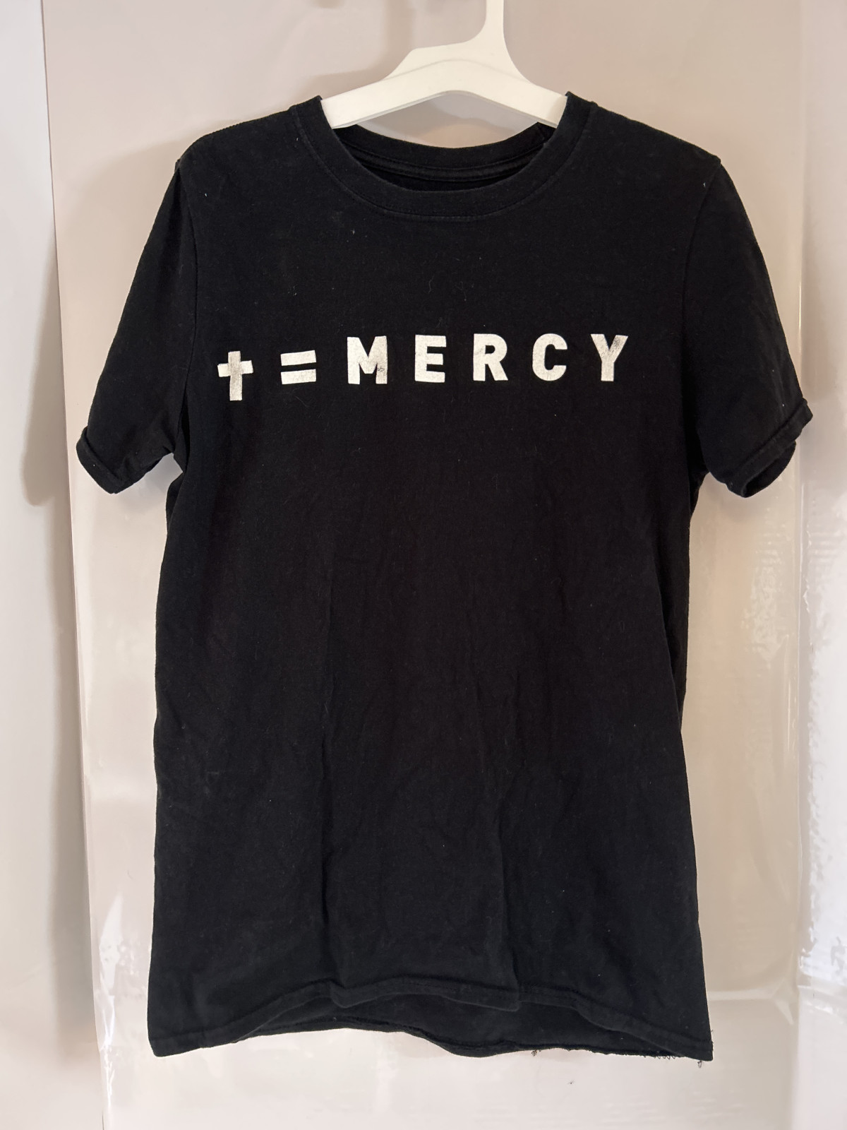 Black T-Shirt 'Mercy' Design Men's S
