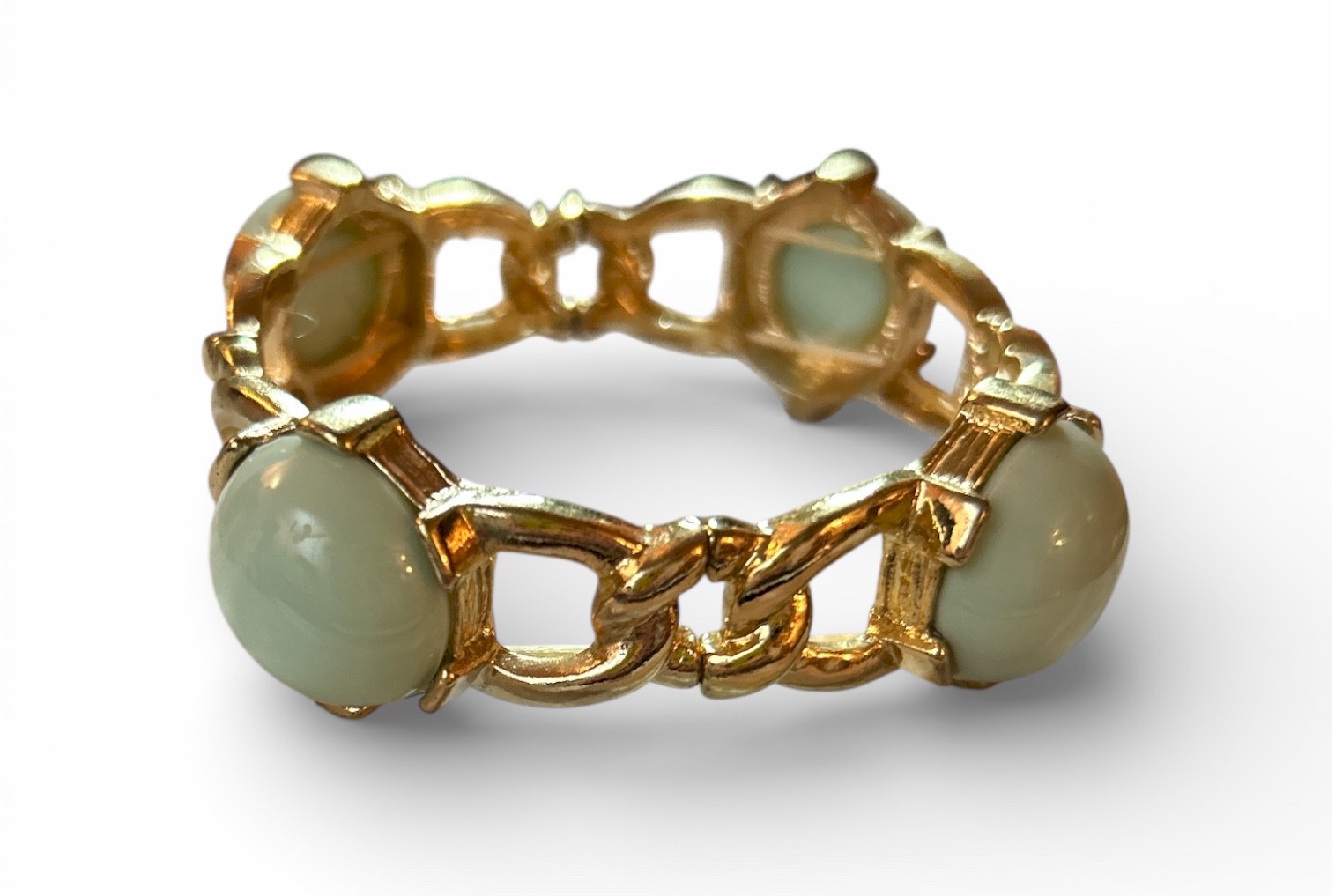 Women’s Gold Tone Cabochon Stretch Link Bracelet