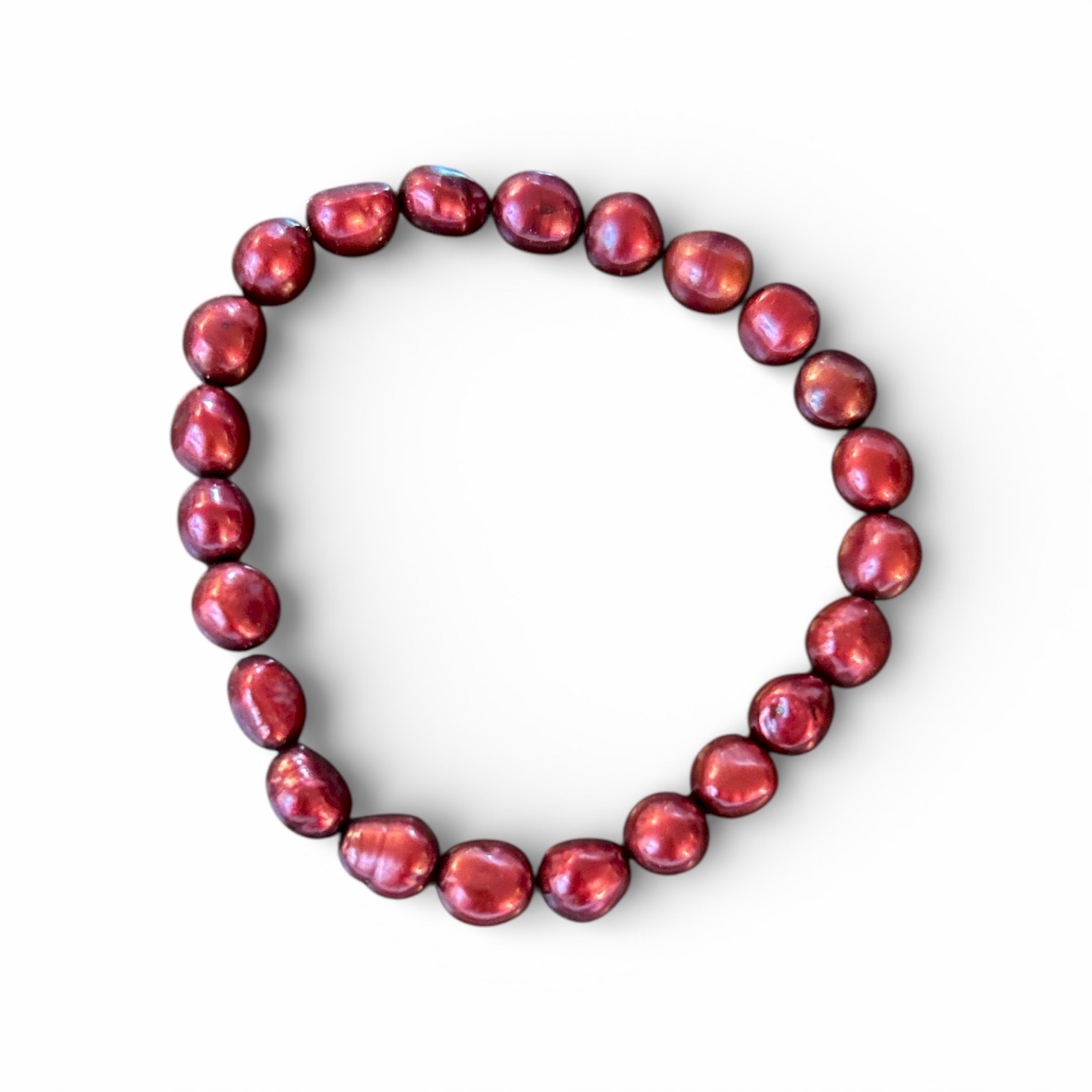 Women’s Red Pearl Style Stretch Bead Bracelet