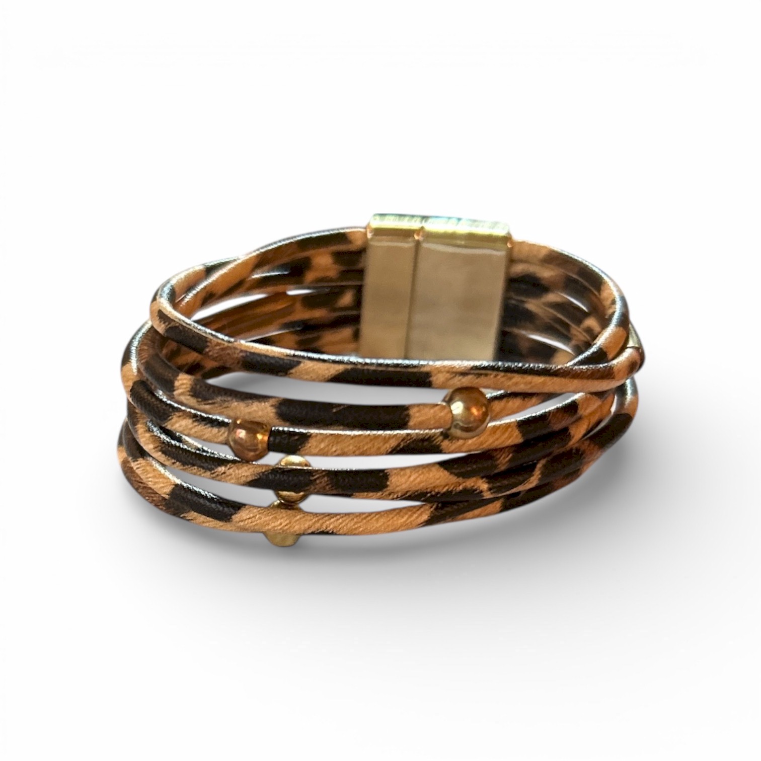 Women’s Leopard Print Multi Strand Magnetic Bracelet