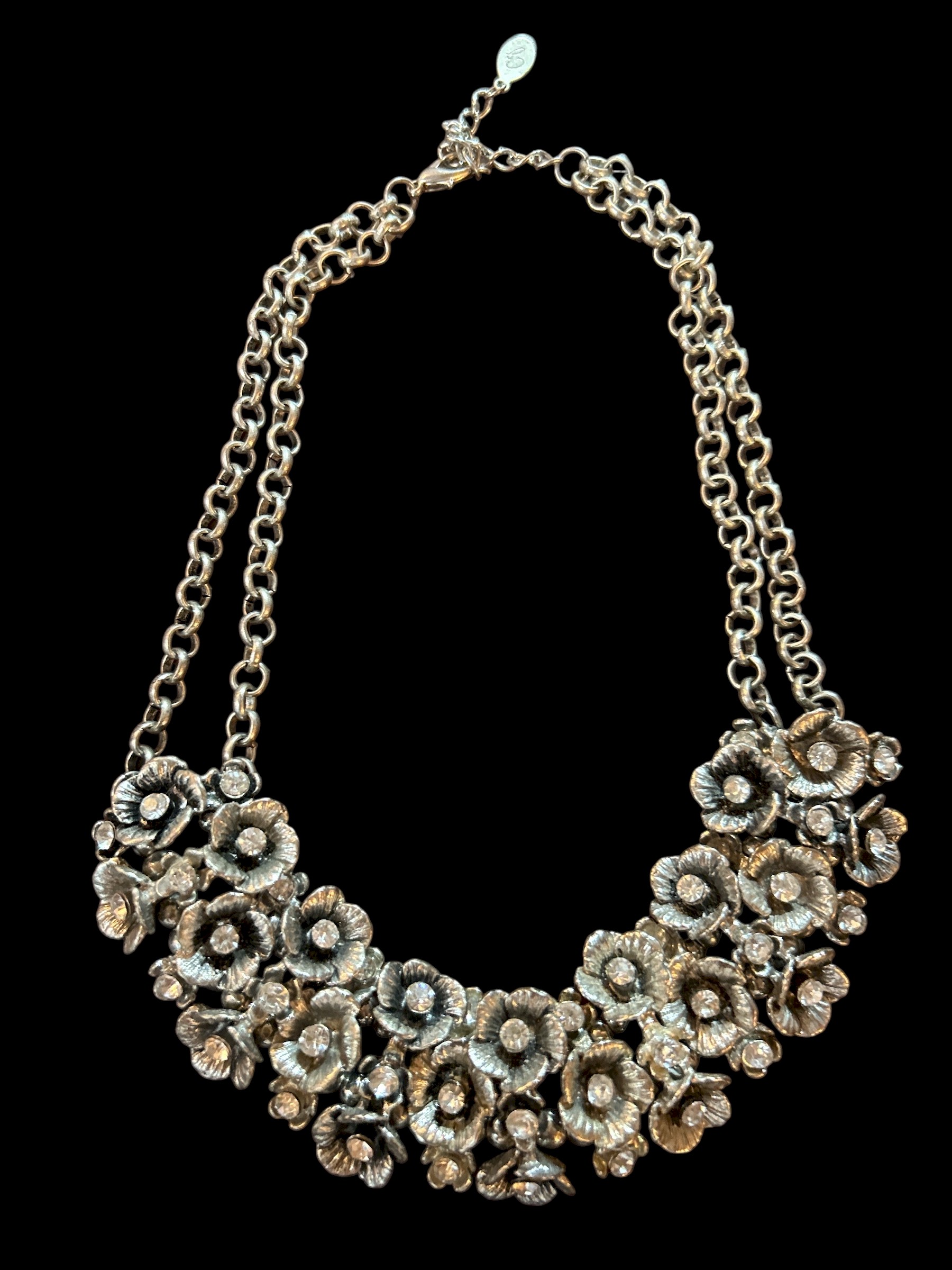 Women’s Floral Rhinestone Statement Necklace