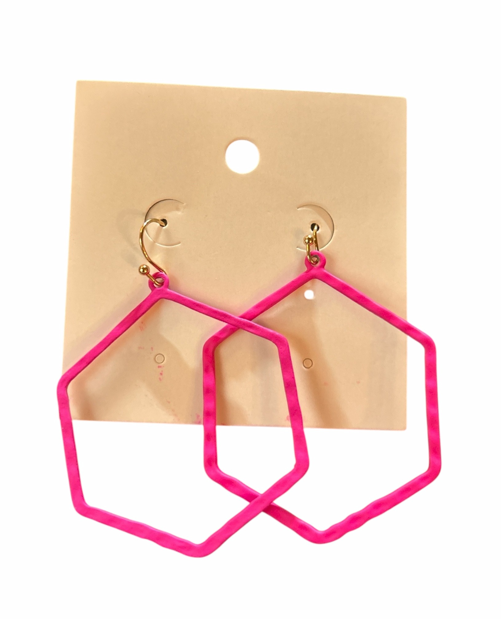 Women’s Neon Pink Geometric Hoop Earrings