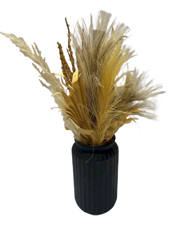 Dried Floral Arrangement in Ribbed Vase