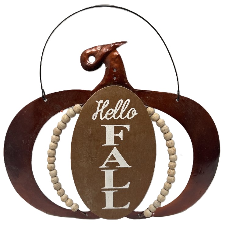 Hello Fall Metal and Wood Wall Hanging 12.5x10"