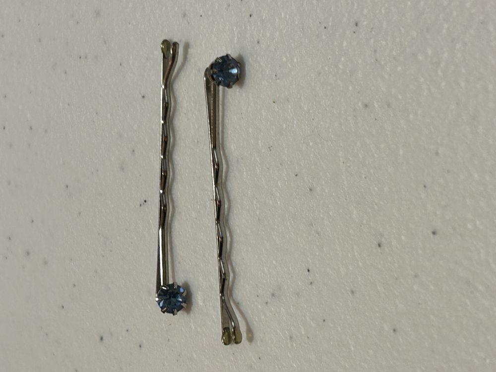 Hair Pins with Blue Gemstone Accent