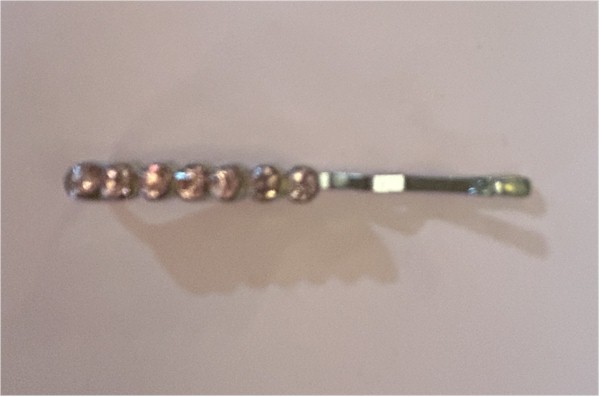 Mini Metal Hair Barrette - Pink Rhinestones Charm