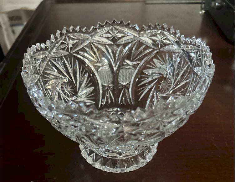 Heavy Cut Crystal Estate Footed Bowl Vintage Candy Dish 5 Inch