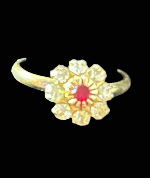 Red Flower Rhinestone Ring