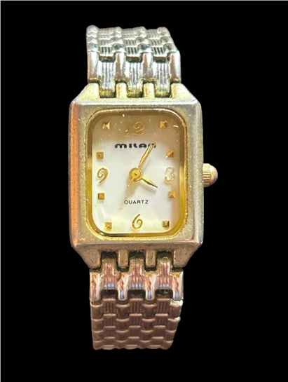 Milan Two-Tone Rectangular Quartz Watch