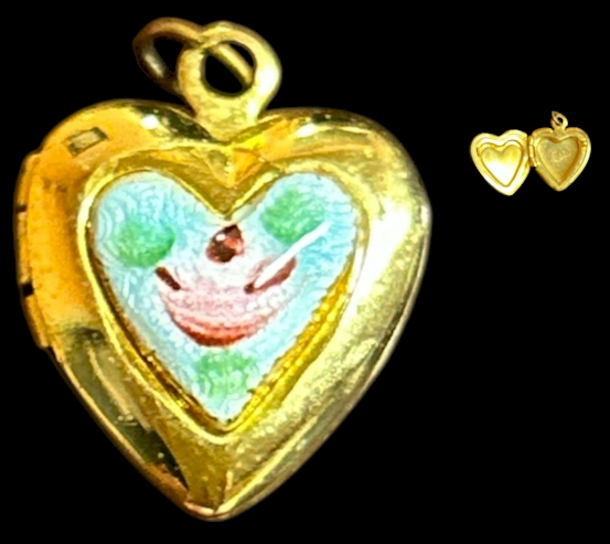 Gold-Tone Enamel Heart Necklace Pendant Locket (½ in)