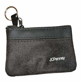 JCPenney Black Zipper Coin Purse with Key Ring – 4”x3” New