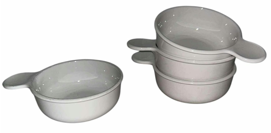 Set of 4 CorningWare “Grab It” White Bowls with Handles – 7" Oven & Microwave Safe