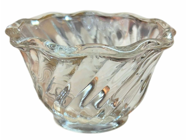 Clear Glass Swirl Dessert or Condiment Bowl 3.5" x 2.25"