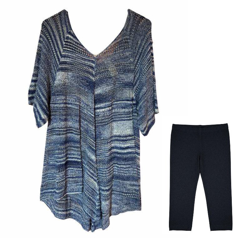 Women's Long Sweater Blouse & Capri Pants Set