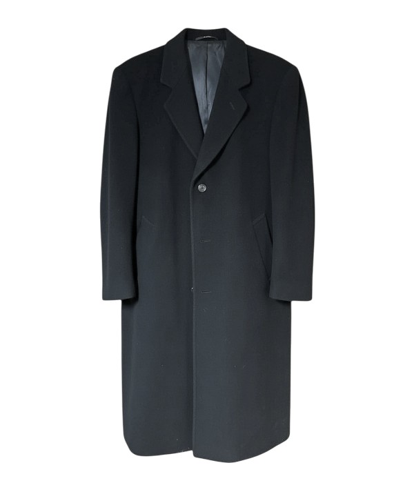 Men's Silver Cloud Cashmere Blend Black Long Overcoat 