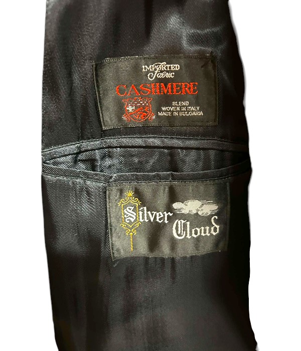 Men's Silver Cloud Cashmere Blend Black Long Overcoat 