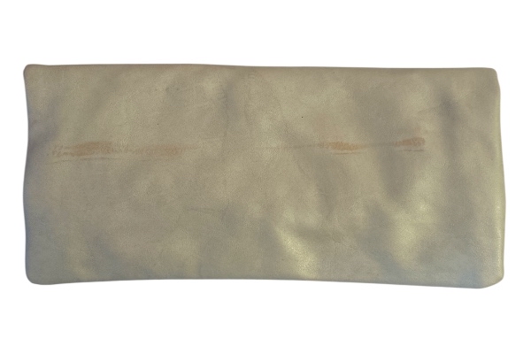 Soft Leather Clutch Purse Cream with Metal Handle 11.5x5.5