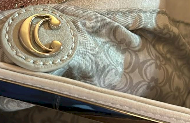 Soft Leather Clutch Purse Cream with Metal Handle 11.5x5.5