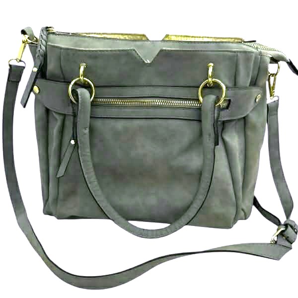 Faux Leather Satchel Purse Shoulder Bag Crossbody 12x10