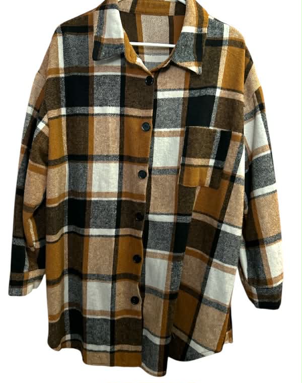 Women’s Shein Curve Plaid Button Up Shacket