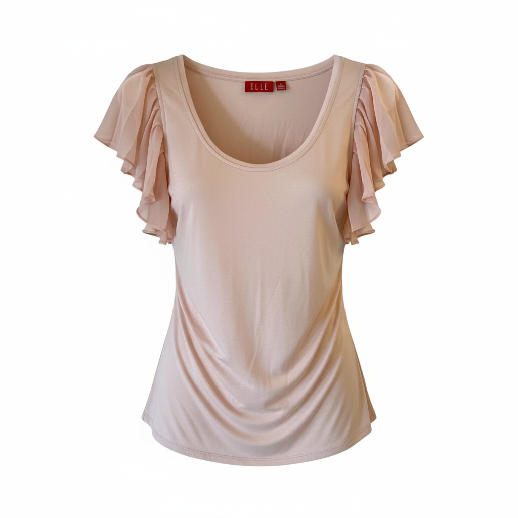 Women’s Flutter Sleeve Top by ELLE Soft Lightweight Dressy Casual Blouse