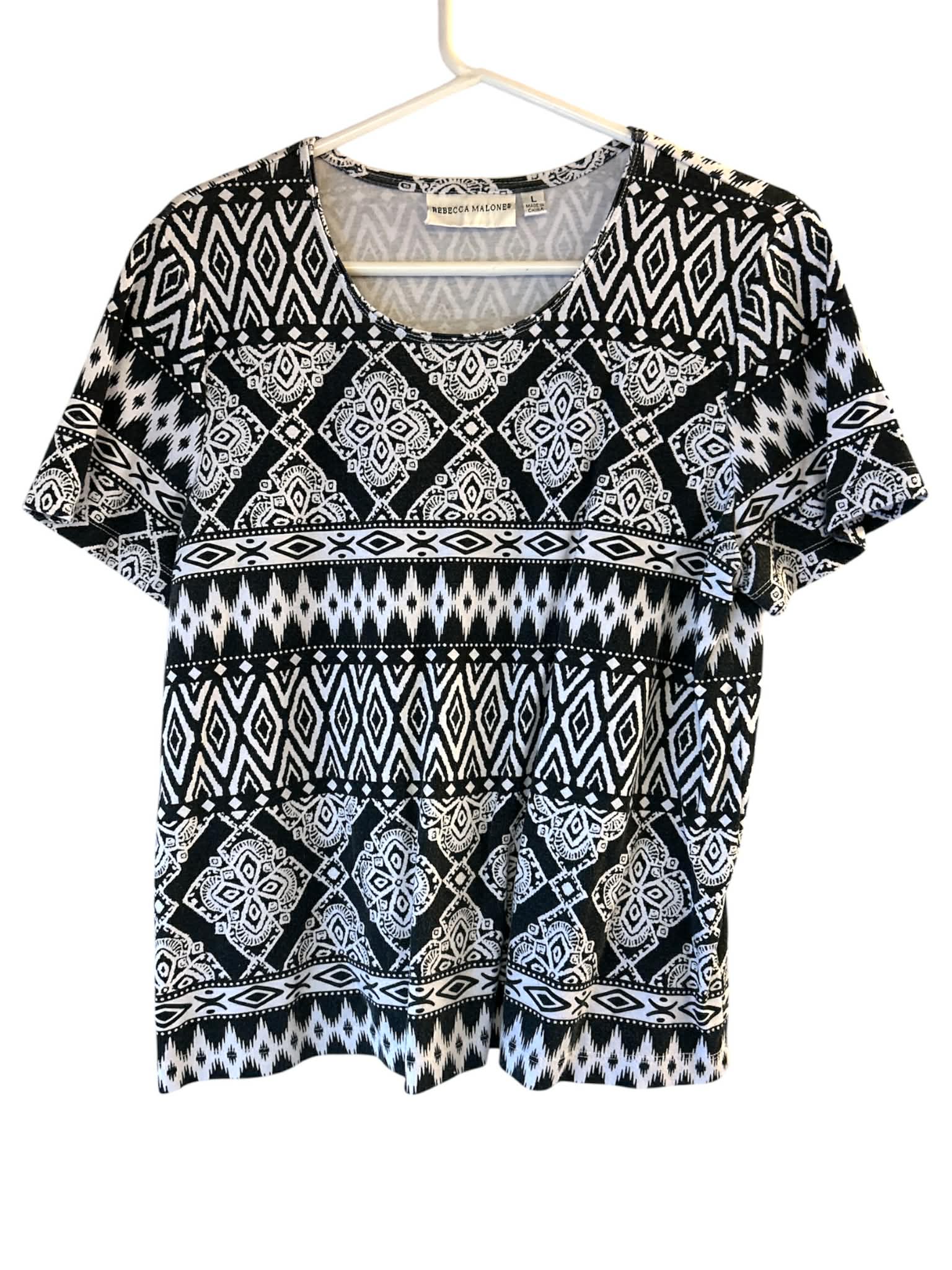 Women’s Printed Knit Top by Rebecca Malone Casual Everyday Stretch Shirt